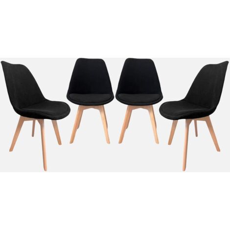 Silla escandinava de madera de haya y pana fina, set de 4