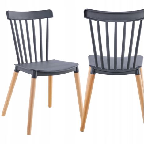 SILLA ESCANDINAVA GRIS CON MADERA DE HAYA COCINA PREMIUM RETRO