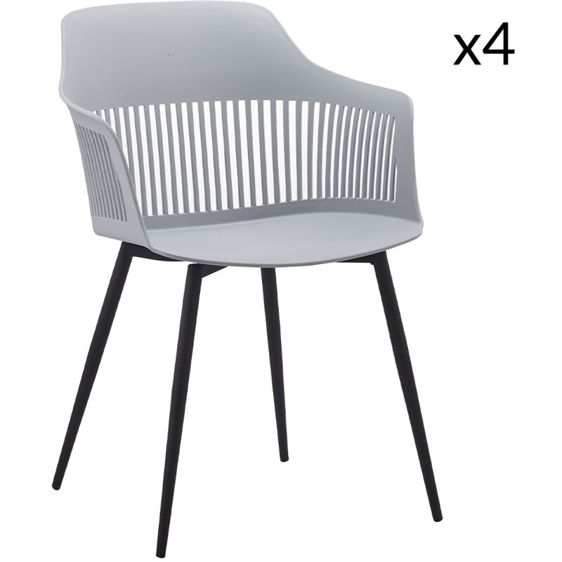 

Inès gris: Silla escandinava con reposabrazos - Gris