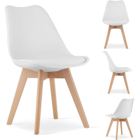 Silla escandinava moderna para el comedor de la cocina MILEO, blanca, para el salón