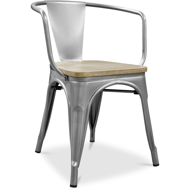 

Silla Stylix con reposabrazos - Metal y madera clara Acero Madera, Hierro