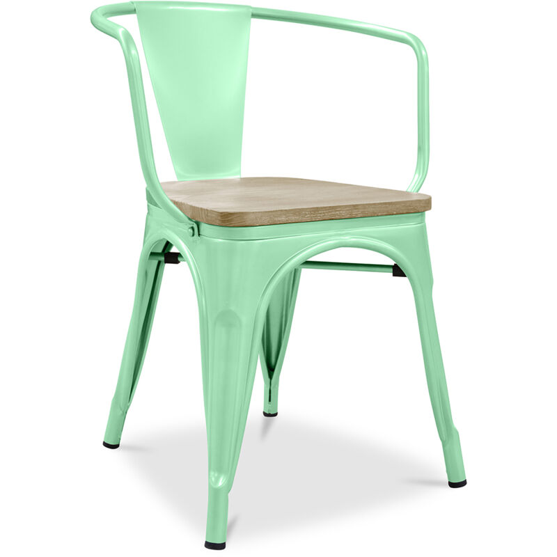 

Privatefloor - Silla Stylix con reposabrazos - Metal y madera clara Menta