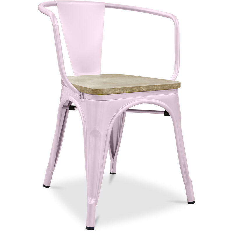 

Privatefloor - Silla Stylix con reposabrazos - Metal y madera clara Rosa pastel