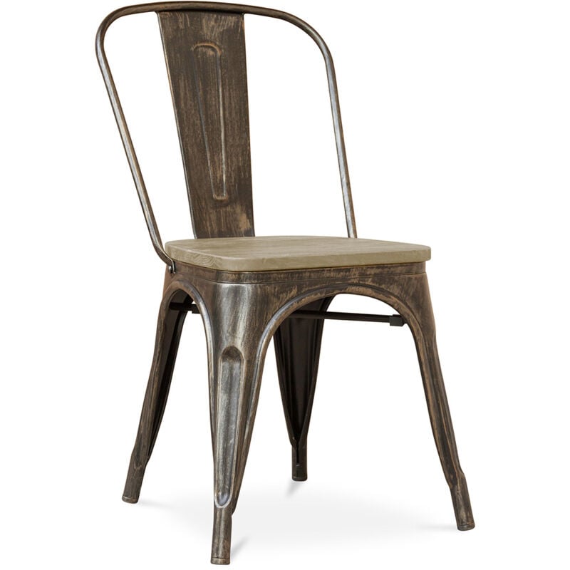 

Silla Stylix - Metal y madera clara Bronce metallizado Madera, Hierro