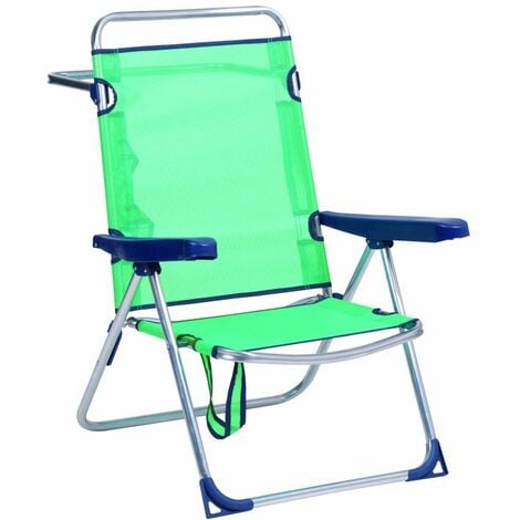 Silla De Playa Con Brazos Reclinable Verde Aluminio De 80x61x47 Cm