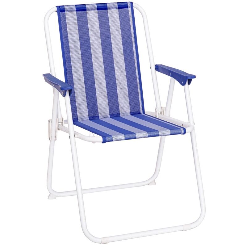 

Silla de playa plegable azul marino y blanca hierro de 75x53x46 cm