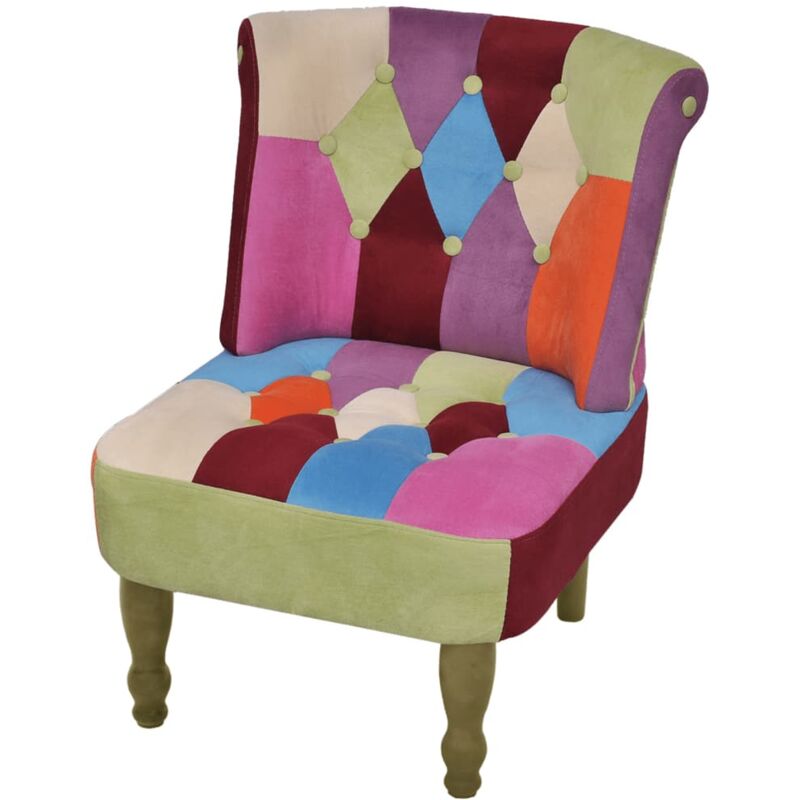 

Sillón de Estilo Francés Tela con Diseño de Retales Patchwork - Multicolor - Vidaxl