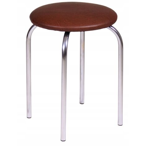 Silla Furnitex de cuero ecológico marrón oscuro para la COCINA Patas de metal