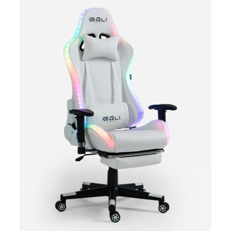 EGLI Silla gamer con reposapiés LED RGB ergonómica Pixy Comfort