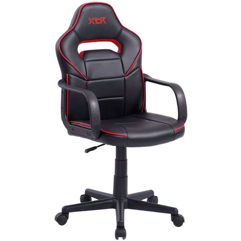 Miroytengo - Chaise gamer pivotante et réglable en hauteur Dert Youth noir et rouge