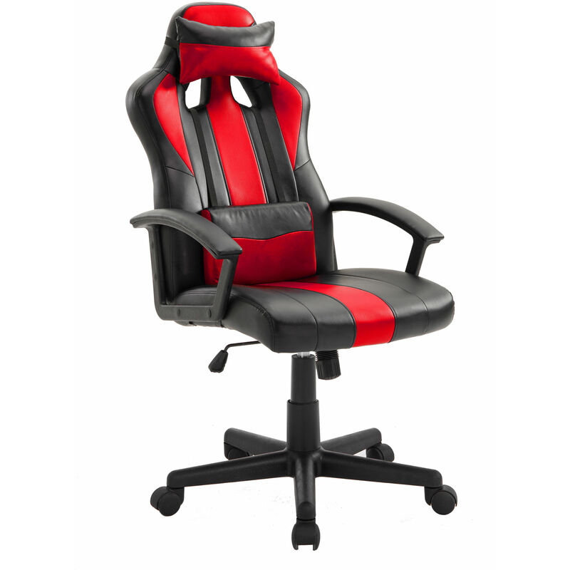 Happy Garden - Silla gaming de oficina color negro y rojo crash