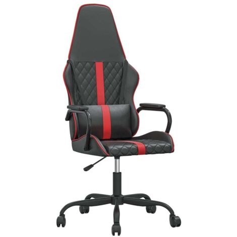 Silla gaming con masaje cuero sintético rojo y negro vidaXL