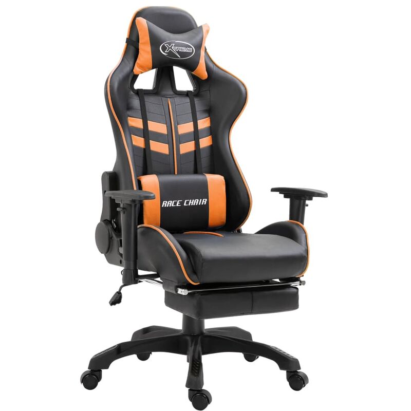 

Rogal Home&Deco Silla gaming con reposapiés cuero sintético naranja