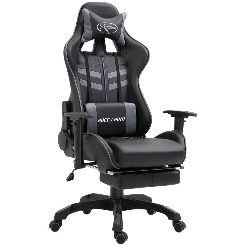 

Vidaxl - Silla Gaming con Reposapiés Cuero Sintético Gris - Gris