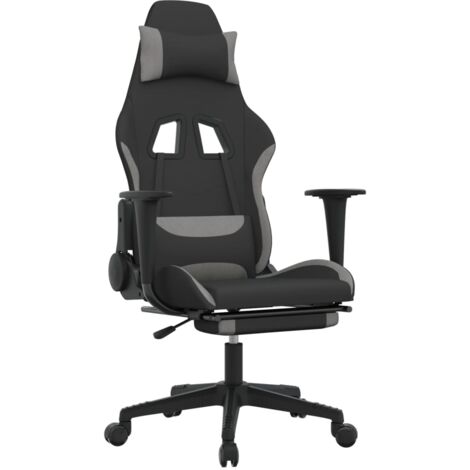 Silla gaming con reposapiés tela gris claro y negro vidaXL