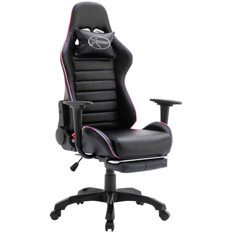 

Silla gaming con reposapiés y luces LED cuero sintético