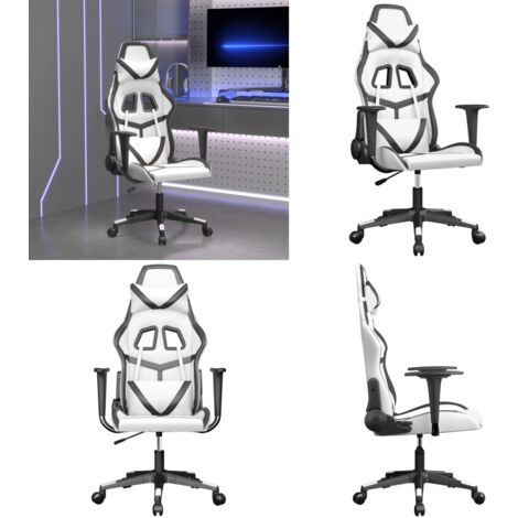 Silla gaming cuero sintético blanco y negro - Silla de oficina - Silla de juego