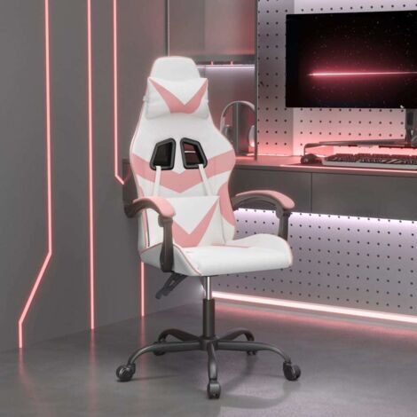 Silla gaming cuero sintético blanco y rosa vidaXL