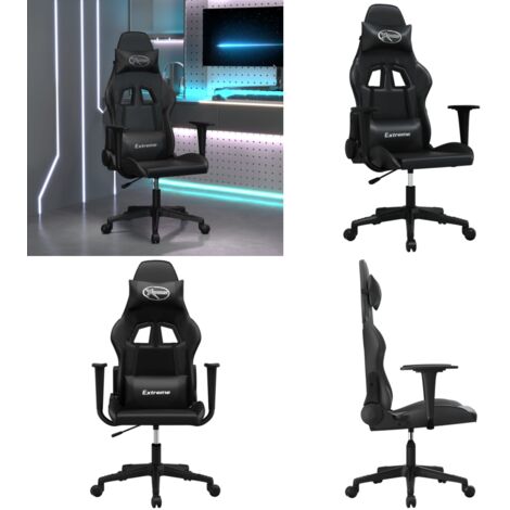 Silla gaming cuero sintético negro - Silla de cuero sintético - Silla de juego