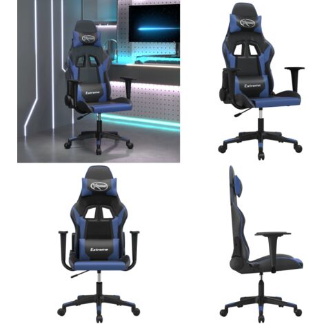Silla gaming cuero sintético negro y azul - Silla de oficina - Silla de juego