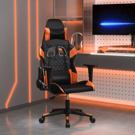 Silla gaming cuero sintético negro y naranja