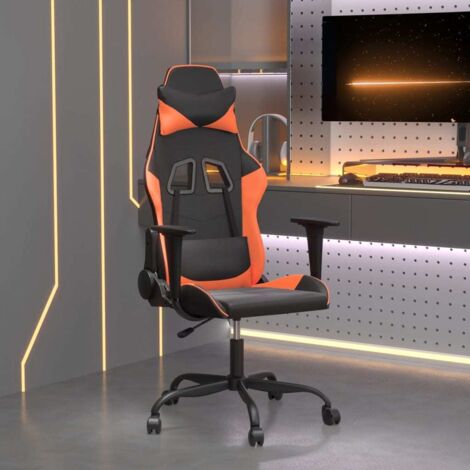 Silla gaming cuero sintético negro y naranja