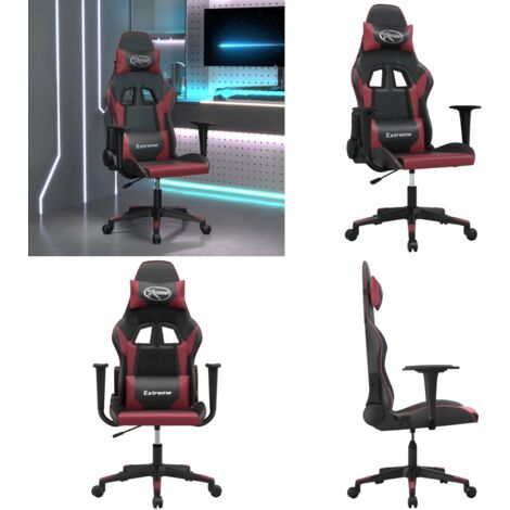 Silla gaming cuero sintético negro y rojo vino tinto - Silla de juego - Silla de oficina