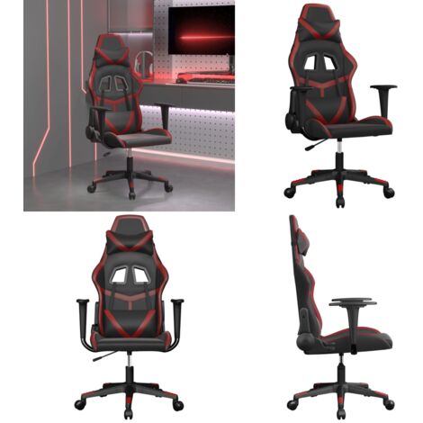 Silla gaming cuero sintético negro y rojo vino tinto - Silla de oficina - Silla de juego