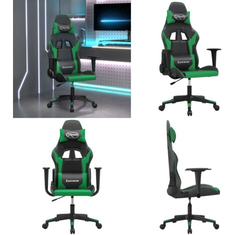 Silla gaming cuero sintético negro y verde - Silla de juego - Silla de oficina