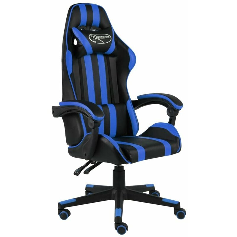 

Silla gaming de cuero sintetico negro y azul