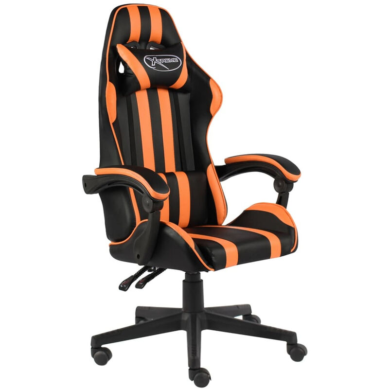 

Silla gaming de cuero sintetico negro y naranja