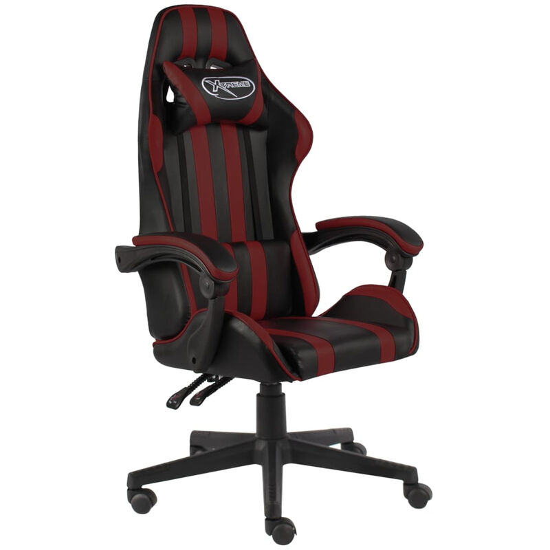 

Silla gaming de cuero sintetico negro y rojo tinto