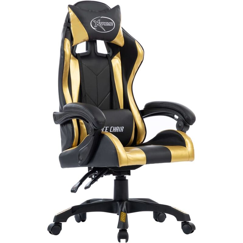 

vidaXL Silla Gaming de Cuero Sintético Dorado - Oro