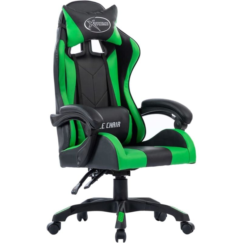 

vidaXL Silla Gaming de Cuero Sintético Verde - Verde