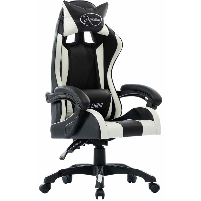 

vidaXL Silla Gaming de Cuero Sintético Blanco - Blanco