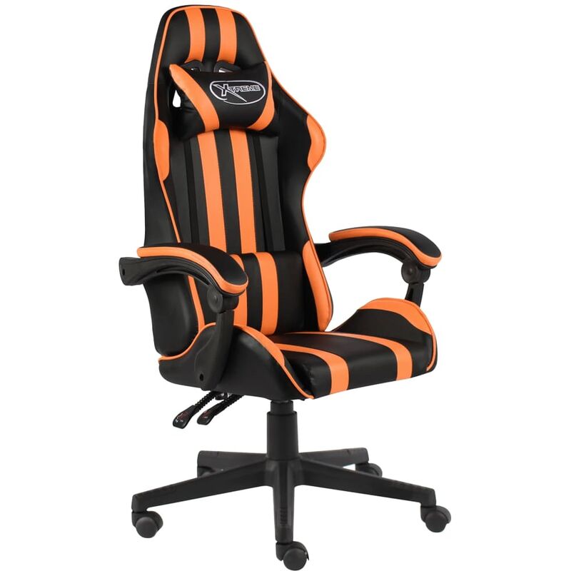 

Silla gaming de cuero sintético negro y naranja - Naranja