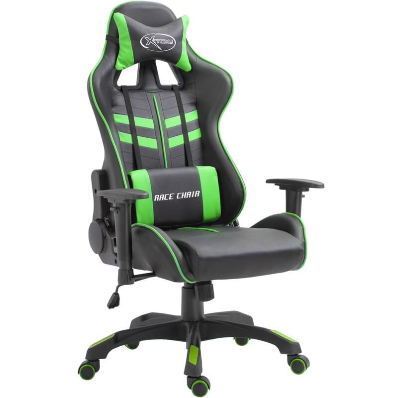 

vidaXL Silla de Gaming de Cuero Sintético Verde - Verde