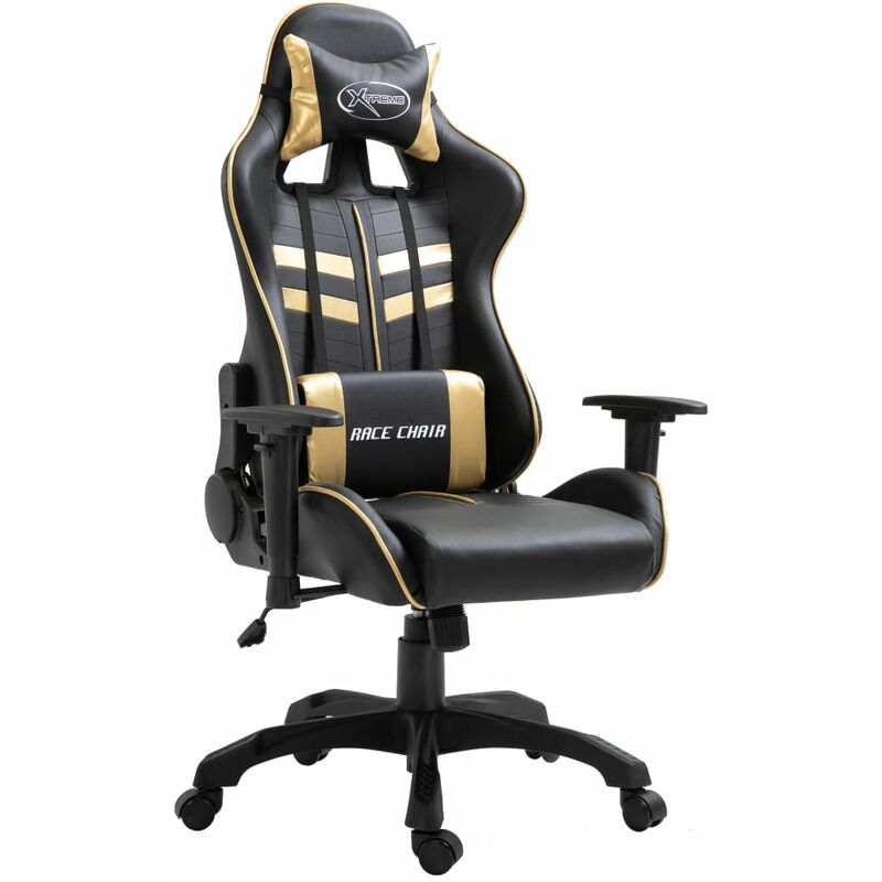 

vidaXL Silla de Gaming de Cuero Sintético Dorado - Oro