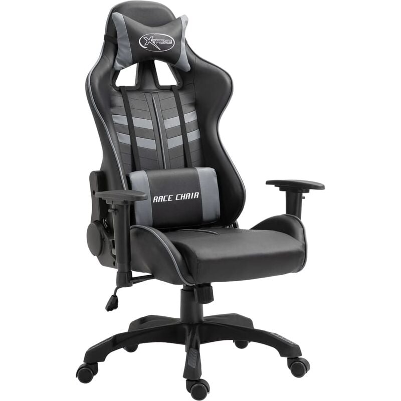 

vidaXL Silla de Gaming de Cuero Sintético Gris - Gris