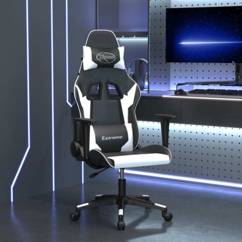 Silla gaming de masaje cuero sintético negro y