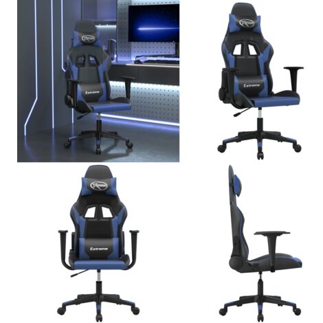 Silla gaming de masaje cuero sintético negro y azul - Masaje - Silla de oficina