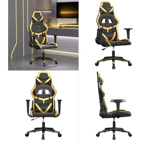 Silla gaming de masaje cuero sintético negro y dorado - Masaje - Silla de masaje