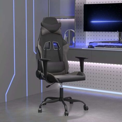 Silla gaming de masaje cuero sintético negro y gris