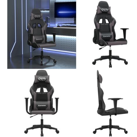 Silla gaming de masaje cuero sintético negro y gris - Masaje - Silla de masaje