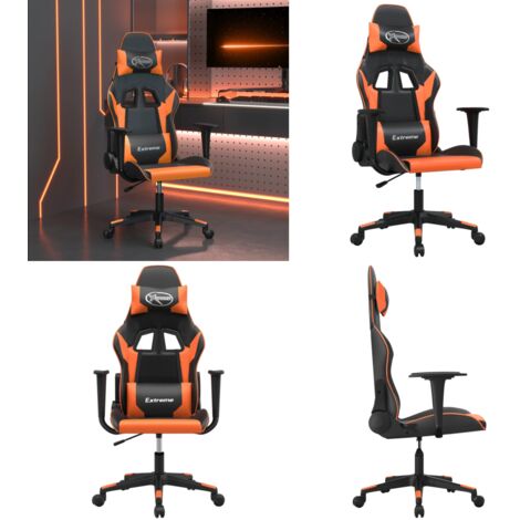Silla gaming de masaje cuero sintético negro y naranja - Masaje - Silla de oficina