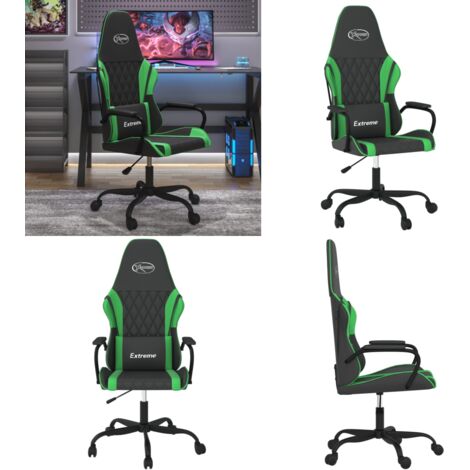 Silla gaming de masaje cuero sintético negro y verde - Masaje - Silla de oficina