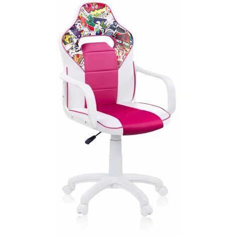 Silla gaming DRW Sticker - Blanco - Rosa DRW 46,5cm (ancho) x 98-108cm (alto)