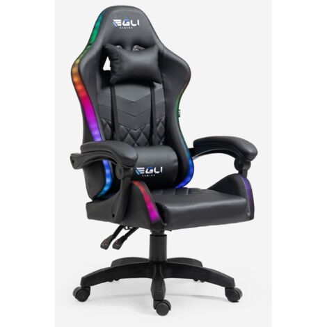 EGLI Silla gaming ergonómica RGB con LED en polipiel The Horde XL