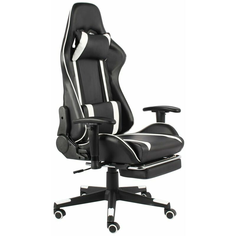 

Silla gaming giratoria con reposapies PVC blanco