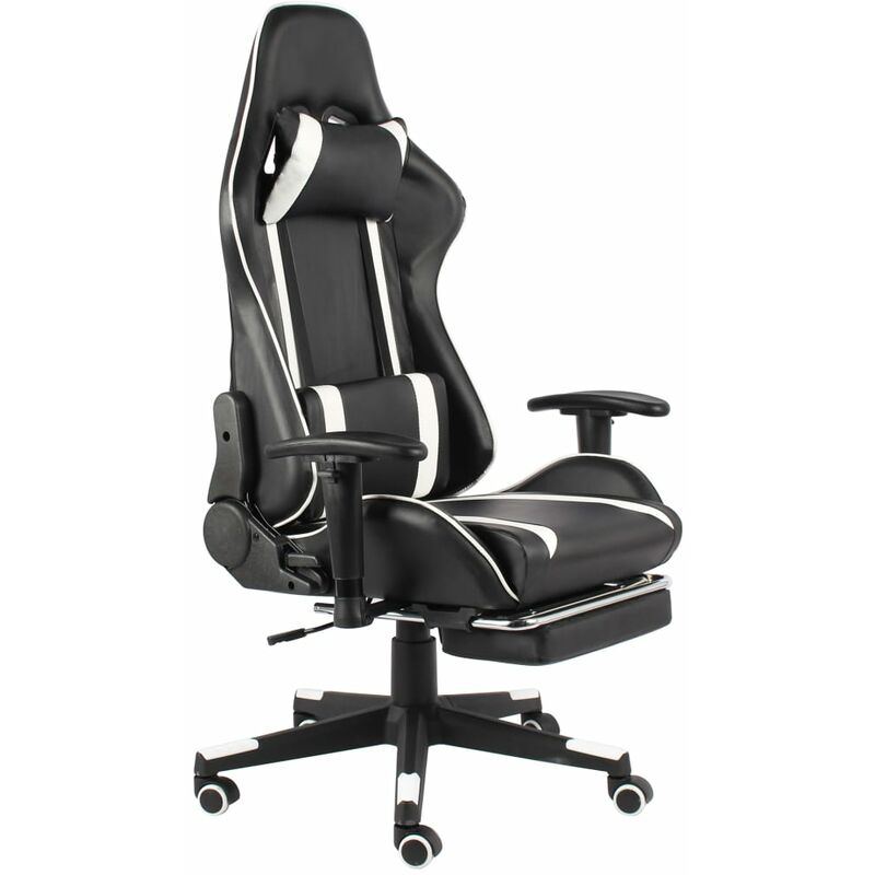 

Silla gaming giratoria con reposapiés PVC blanco